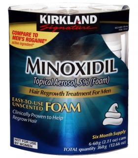 Миноксидил 5% Кёклэнд Сигнейча пена (6 фл х 60 мл в одной упаковке) для мужчин - Minoxidil 5% Kirkland Signature Foam (6x60 ml).
