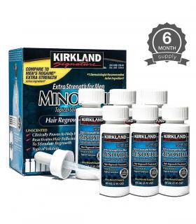 В упаковке Миноксидила Киркланд Сигнейча [Minoxidil Kirkland Signature] содержится 6 флаконов 5%-ного лосьона по 60 мл каждый.