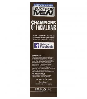 Состав красок для бороды и усов M-55 [Just for Men Mustache & Beard Real Black M-55] указан на боковой стороне упаковки.